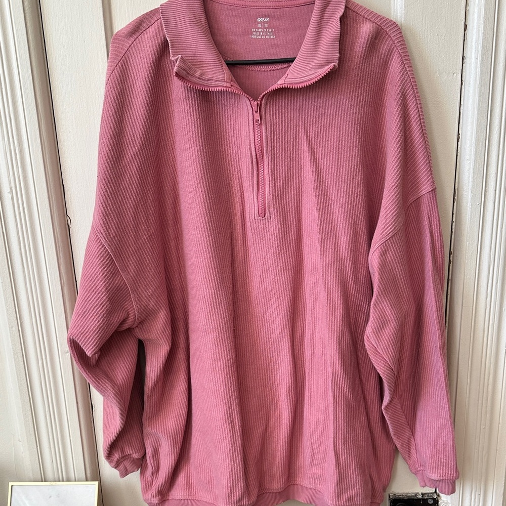 Aerie Pink Quarter-Zip Sweatshirt